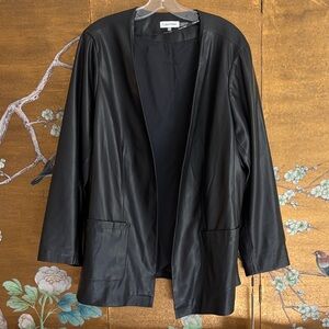 Calvin Klein NWT faux leather lightweight open front blazer / jacket.